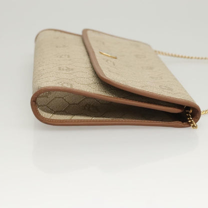 Christian Dior Vintage Honeycomb chain Canvas, BEIGE, CANVAS, Handbag
