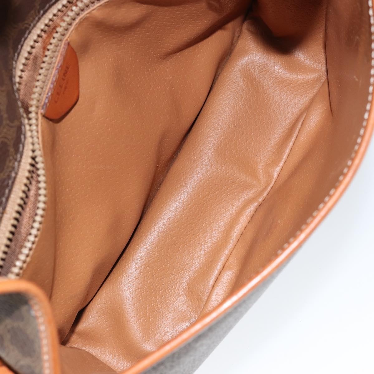 Celine Vintage Macadam Shoulder Bag Canvas and Leather, BROWN, CANVAS, Shoulder bag