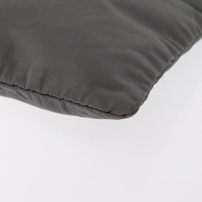 Prada Front Zip Convertible Flat Messenger Tessuto with Leather, GRAY, NYLON, Shoulder bag