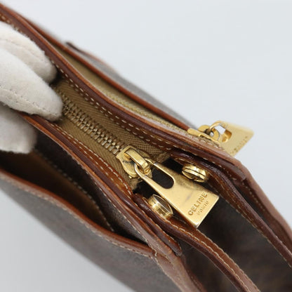 Celine Macadam Pochette Canvas, Brown, Canvas, Clutch