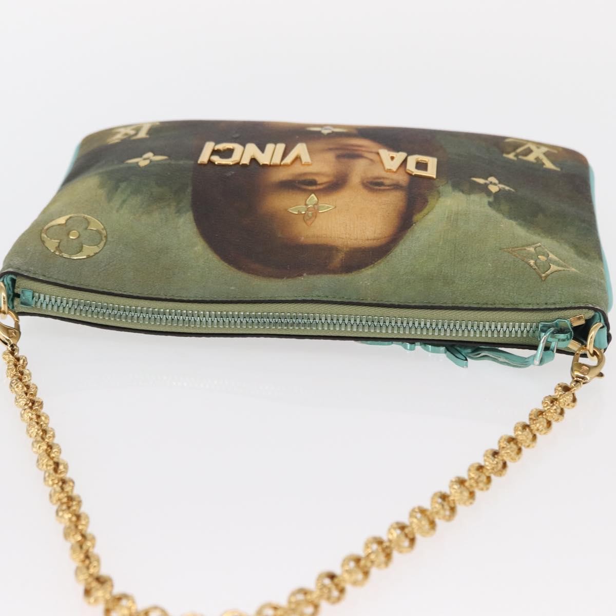 Louis Vuitton Pochette Clutch Limited Edition Jeff Koons Da Vinci Print Canvas, GREEN, PVC, Clutche & pouche