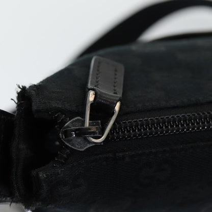 Gucci Zip Messenger Bag GG Canvas with Perforated Leather, BLACK, CANVAS, Crossbody bag