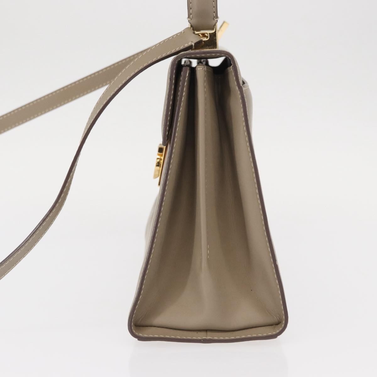 Salvatore Ferragamo Gancini Top Handle Flap Bag Leather, BEIGE, LEATHER, Handbag