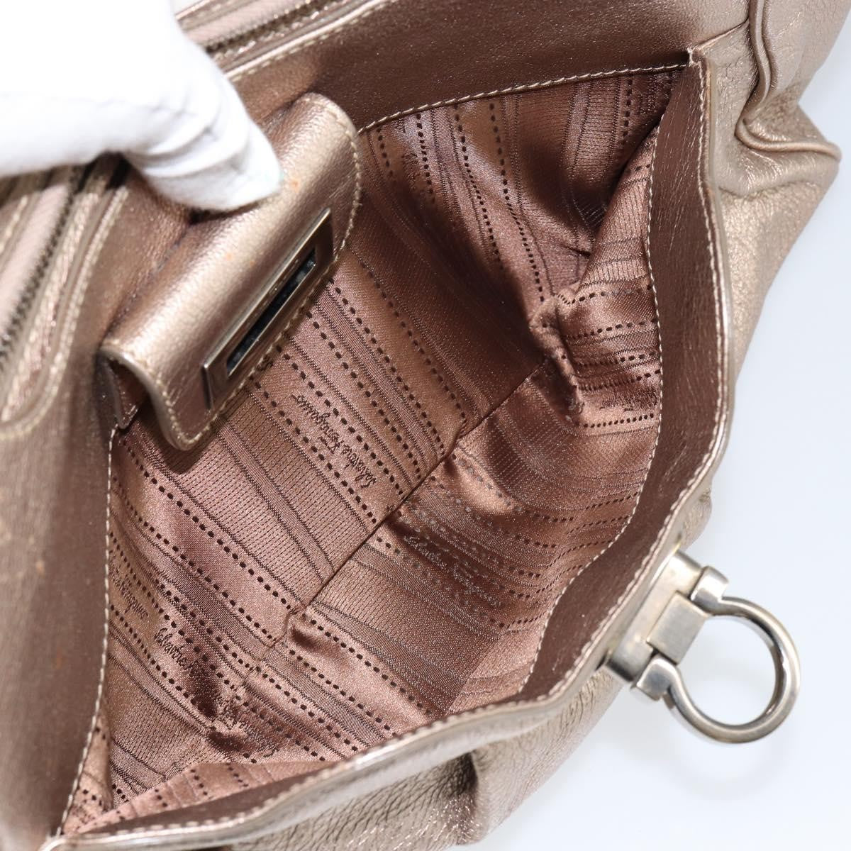 Salvatore Ferragamo Gancini Tote Leather, GOLD, LEATHER, Tote bag