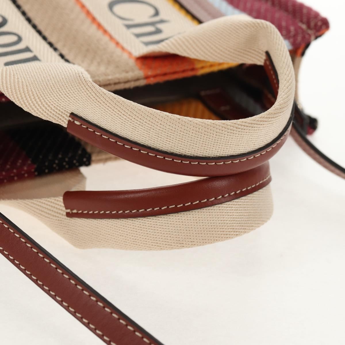 Chloe Woody Tote Canvas with Leather, MULTICOLOUR, CANVAS, Tote bag
