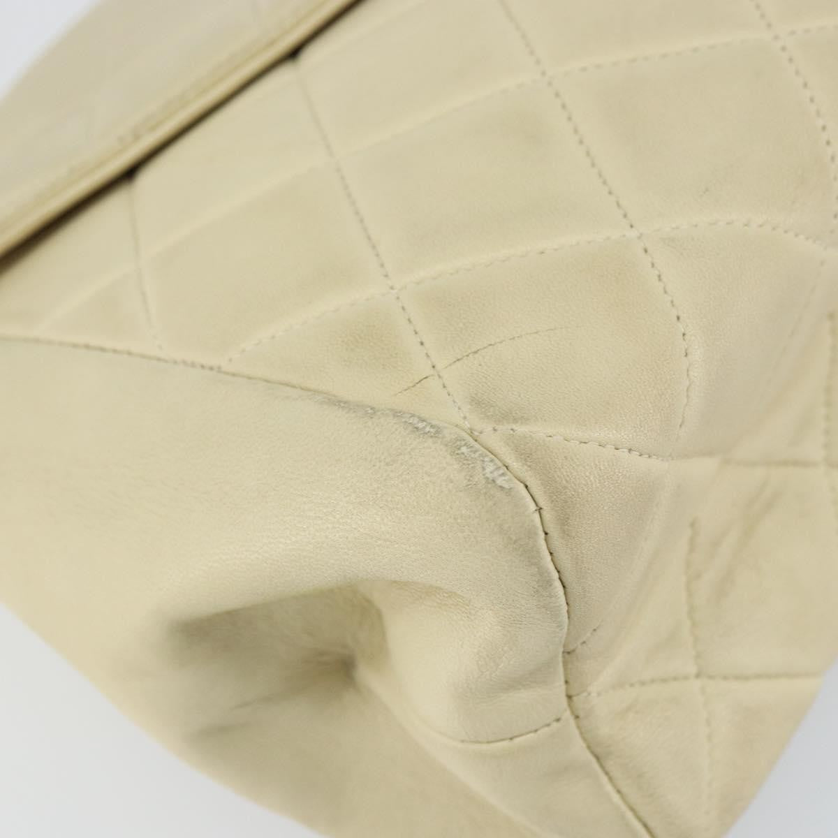 Chanel Vintage Envelope Flap Bag Quilted Lambskin, BEIGE, LEATHER, Shoulder bag