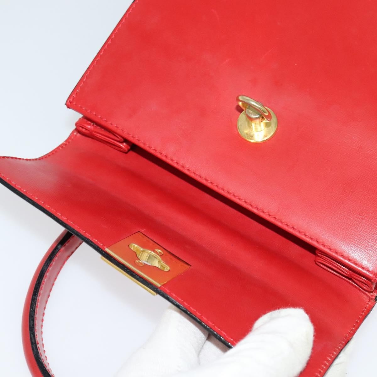 Celine Vintage Logo Top Handle Bag Leather, RED, LEATHER, Handbag