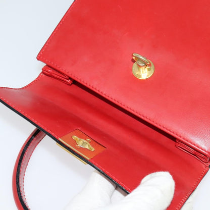 Celine Vintage Logo Top Handle Bag Leather, RED, LEATHER, Handbag