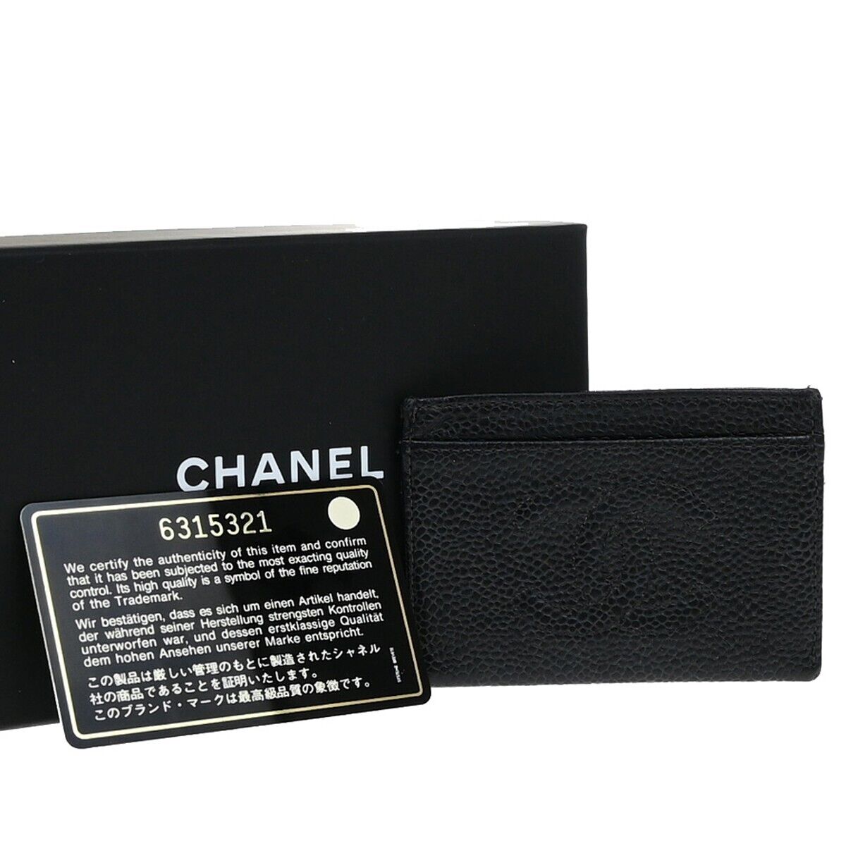Chanel Logo CC Card case Grained  Leather, BLACK, CALFSKIN, Wallets