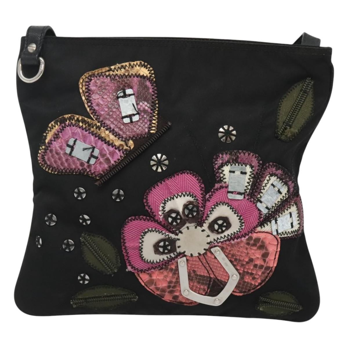 Prada Flat Crossbody Bag Tessuto, BLACK, NYLON, Shoulder bag