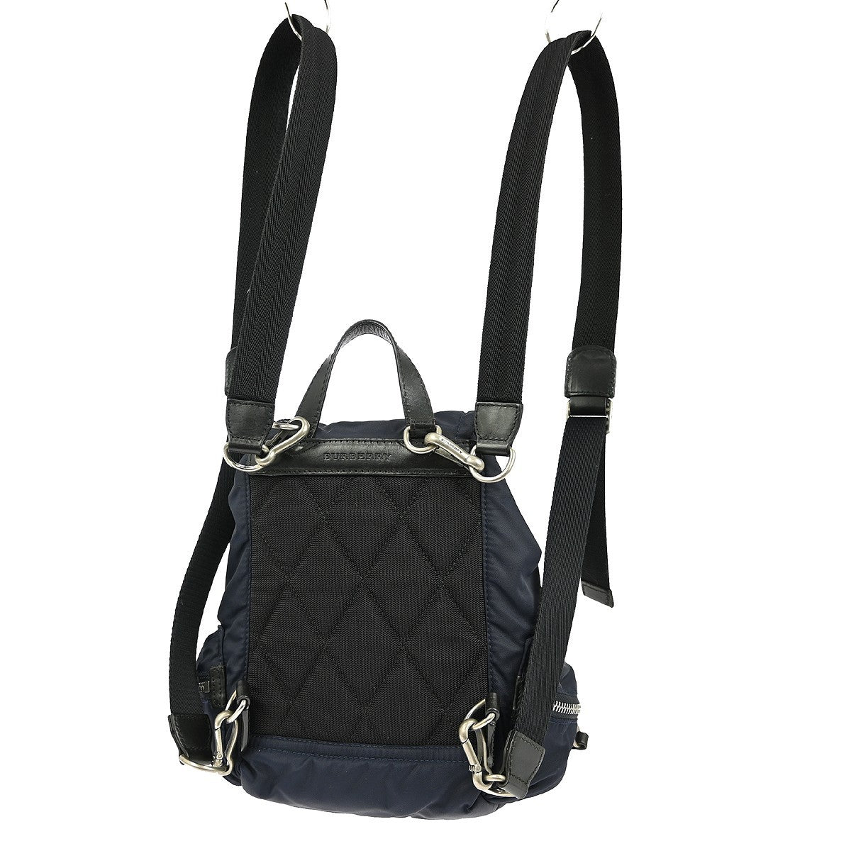 Burberry Logo Rucksack Backpack Nylon with Leather, NAVY, NYLON, Backpack