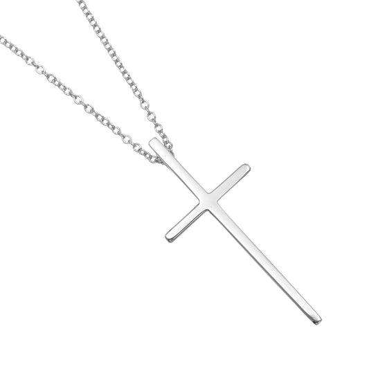 Tiffany & Co. Metro Cross Pendant Necklace 18K White Gold and Diamonds, SILVER, WHITE_GOLD, Necklace
