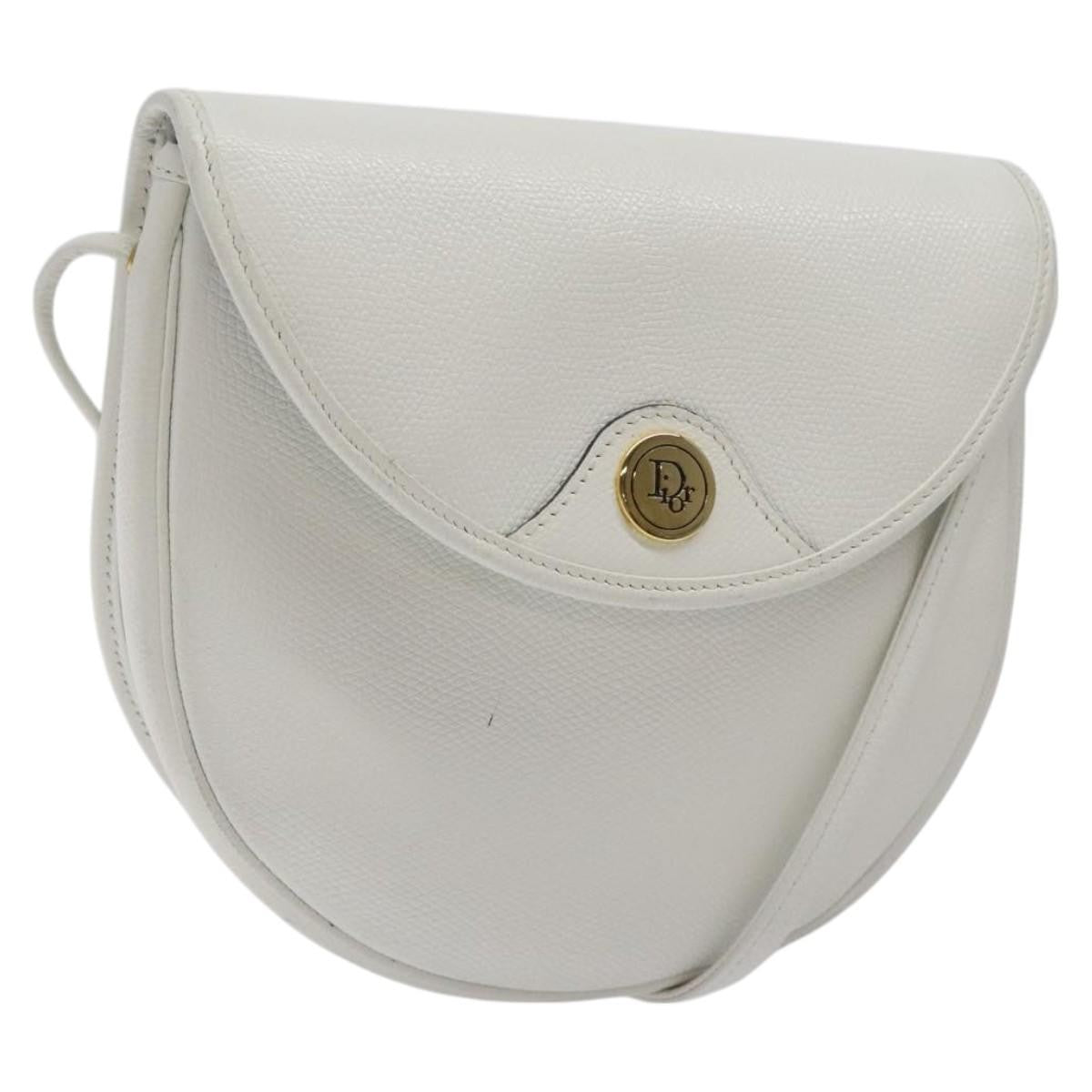 Christian Dior Flap Shoulder Bag Leather, WHITE, LEATHER, Shoulder bag