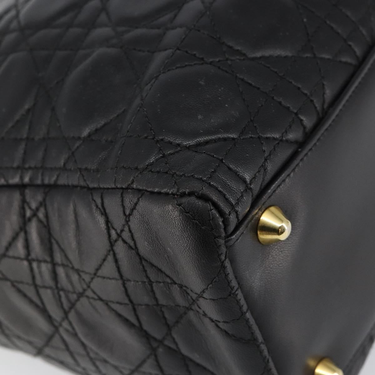 Christian Dior Vintage Lady Dior Bag Cannage Quilt Lambskin, BLACK, LEATHER, Handbag