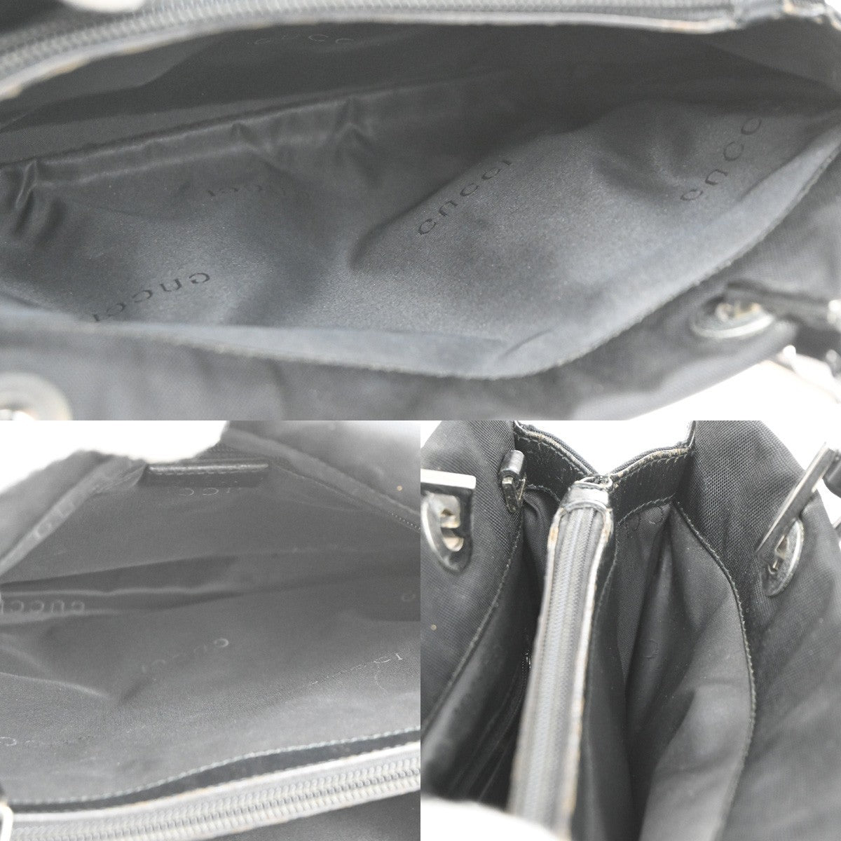 Gucci Vintage Bamboo Handle Tote Nylon, BLACK, NYLON, Tote bag