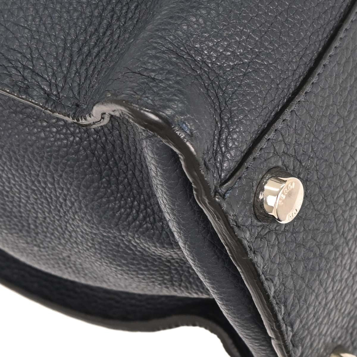 Fendi Monster Selleria Peekaboo Fit Bag Leather, NAVY, LEATHER, Tote bag