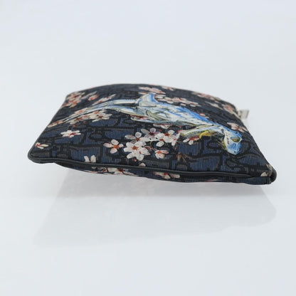 Christian Dior Diorama Clutch Satin, Navy, Canvas, Clutch