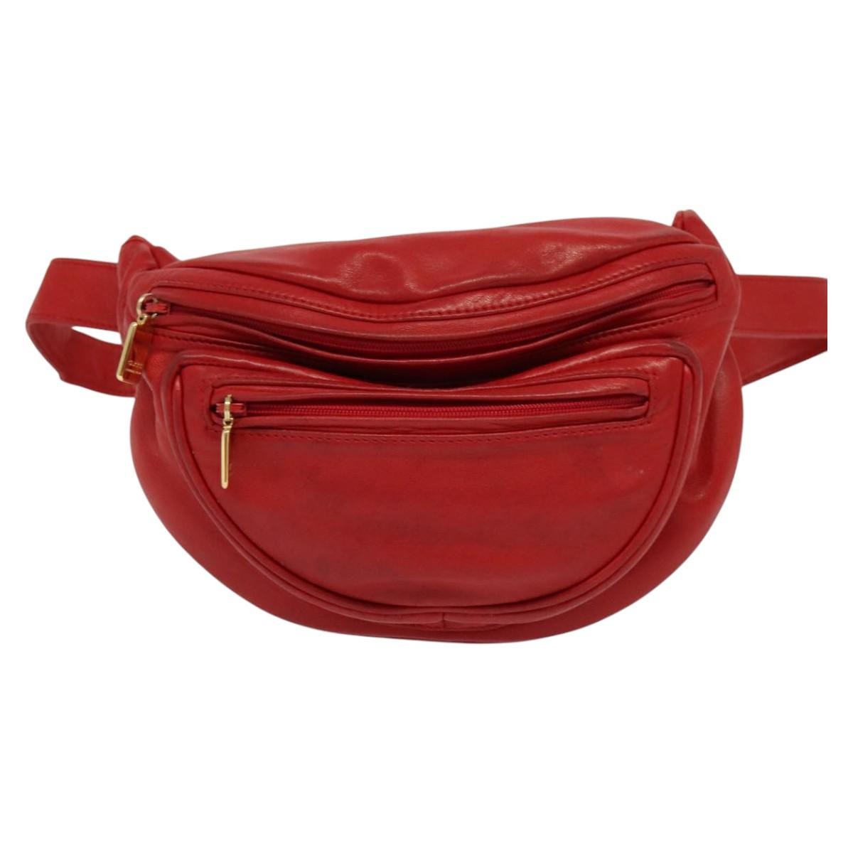Gucci Waist Bag Leather, RED, LEATHER, Shoulder bag