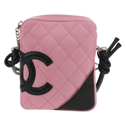 Chanel Cambon Zip Pouch Quilted Leather, PINK, LEATHER, Clutche & pouche