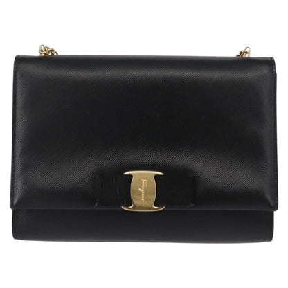 Salvatore Ferragamo Vala Chain Shoulder bag Leather, BLACK, LEATHER, Shoulder bag