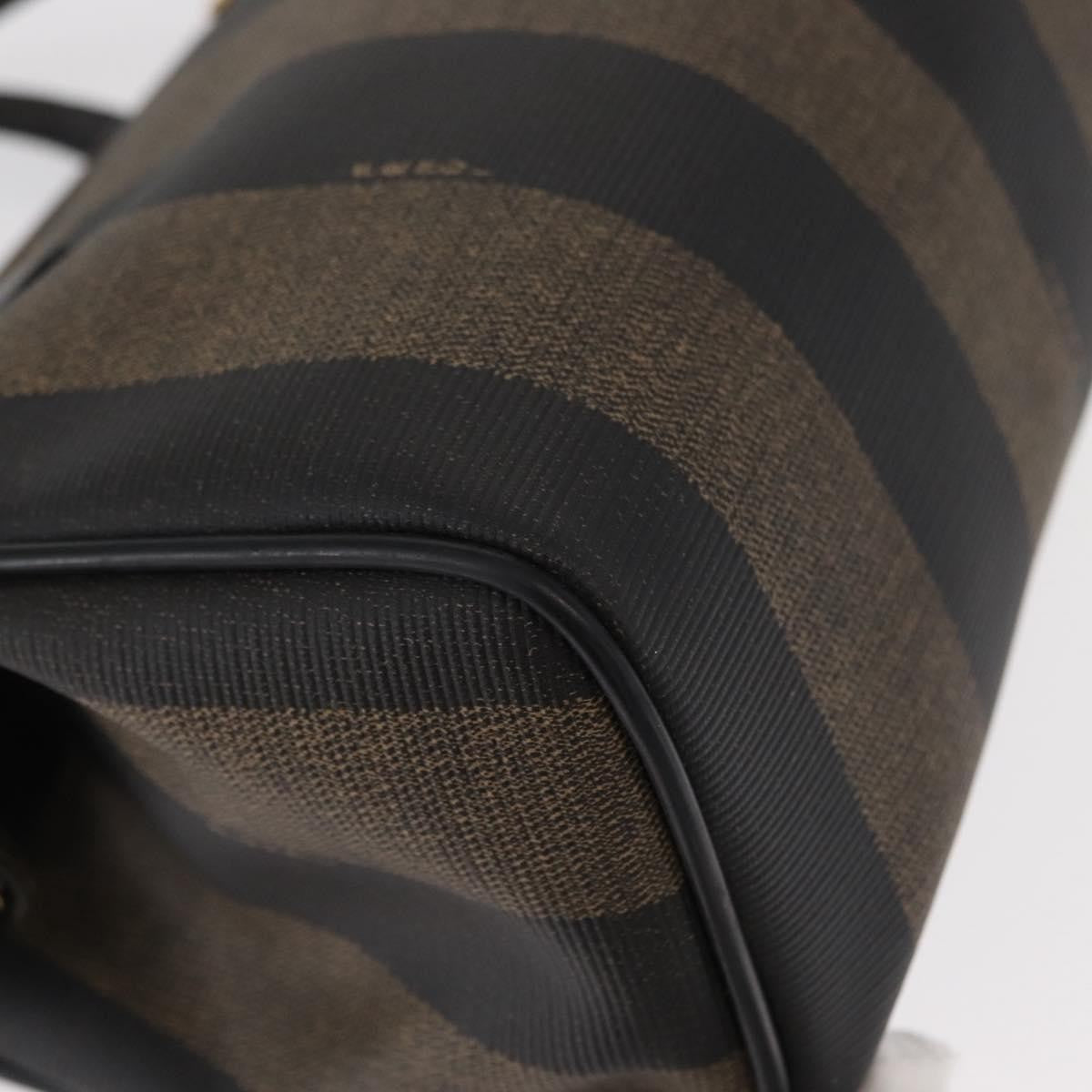 Fendi Vintage Pequin Convertible Boston Bag Coated Canvas, BROWN, CANVAS, Travel bag