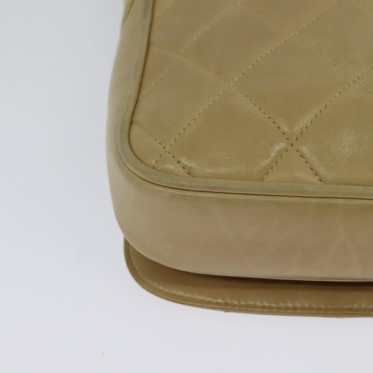 Chanel Logo Chain Shoulder Bag Leather, BEIGE, LEATHER, Shoulder bag