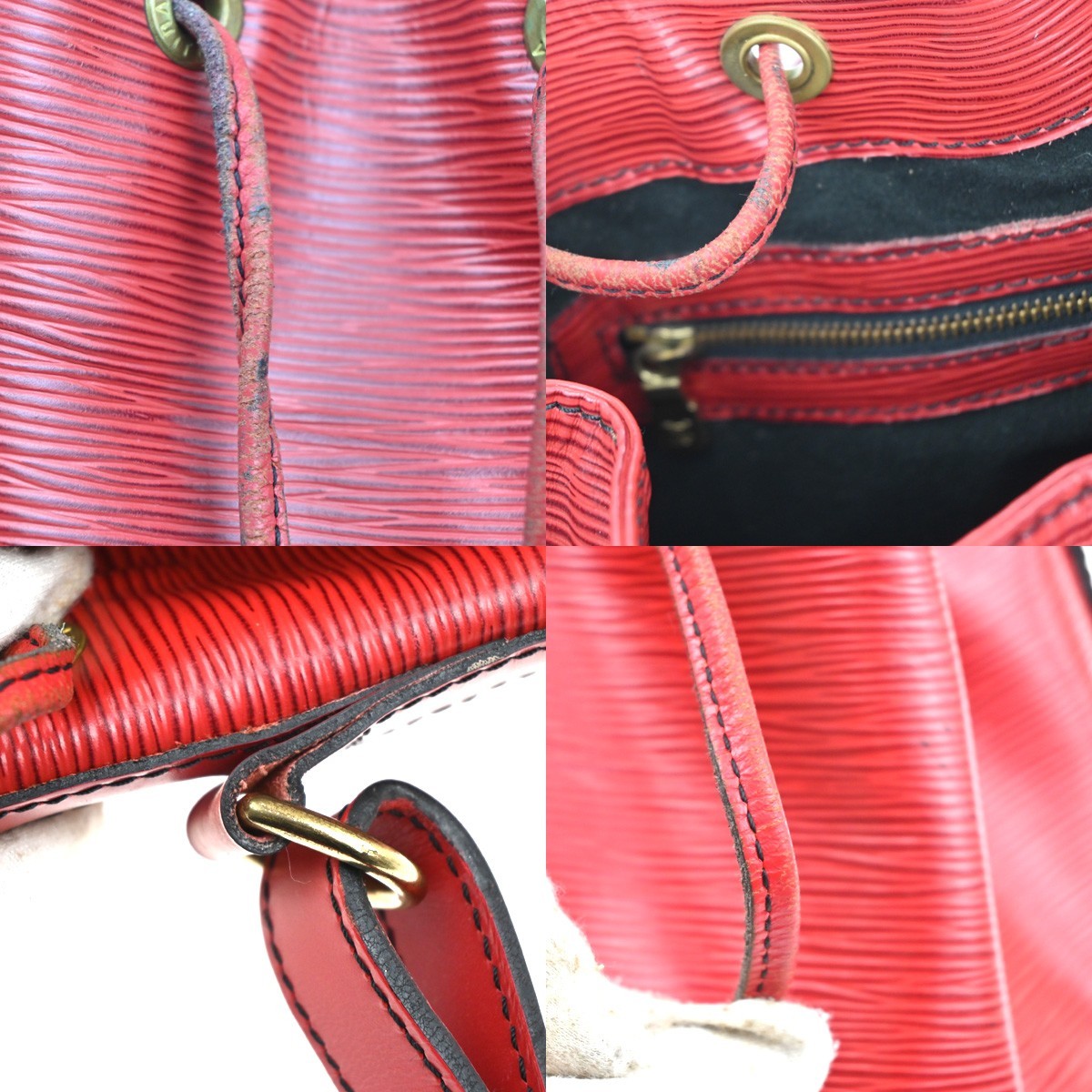 Louis Vuitton Petit Noe Handbag Epi Leather, RED, LEATHER, Shoulder bag