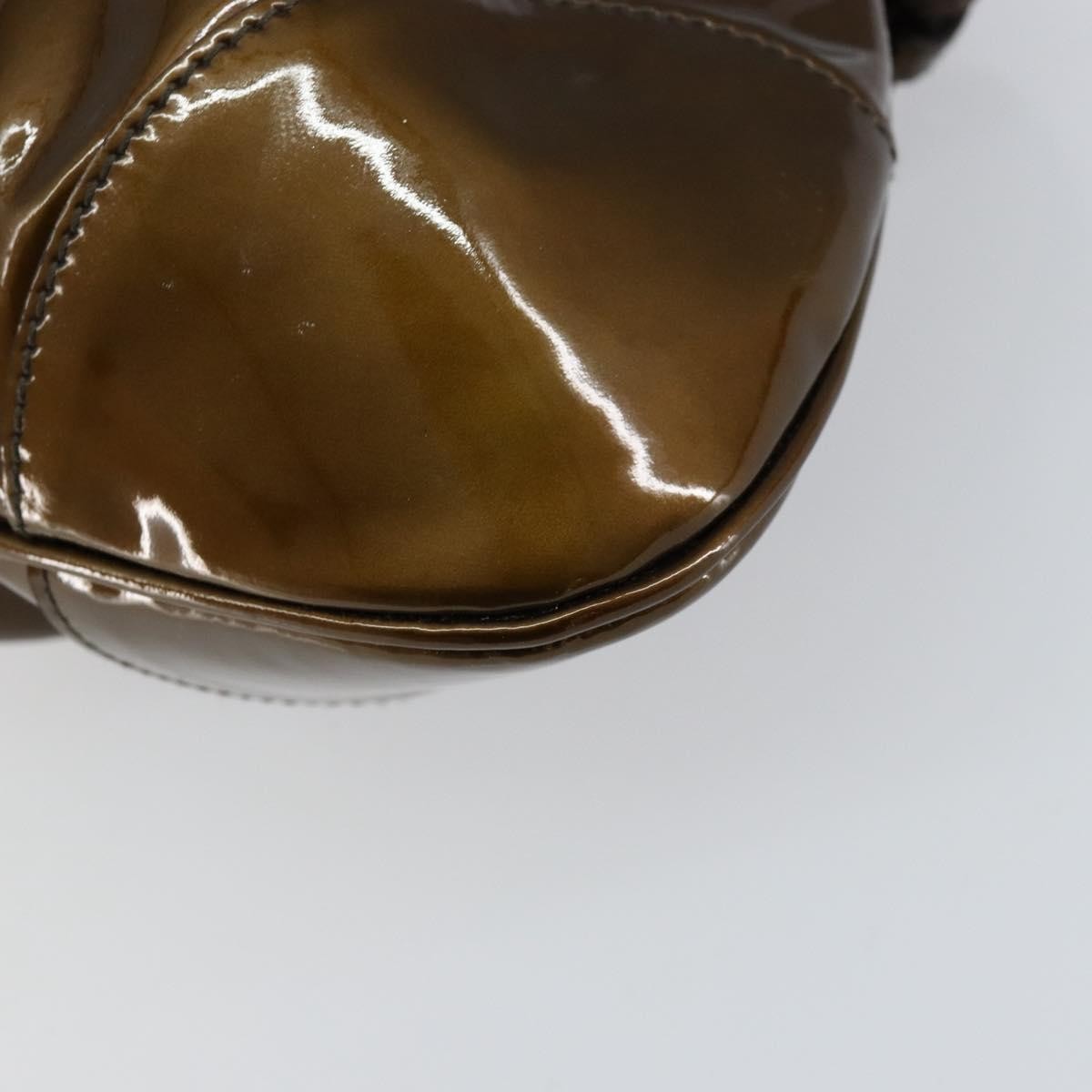 Salvatore Ferragamo Gancini handbag Patent leather, BROWN, PATENT_LEATHER, Handbag