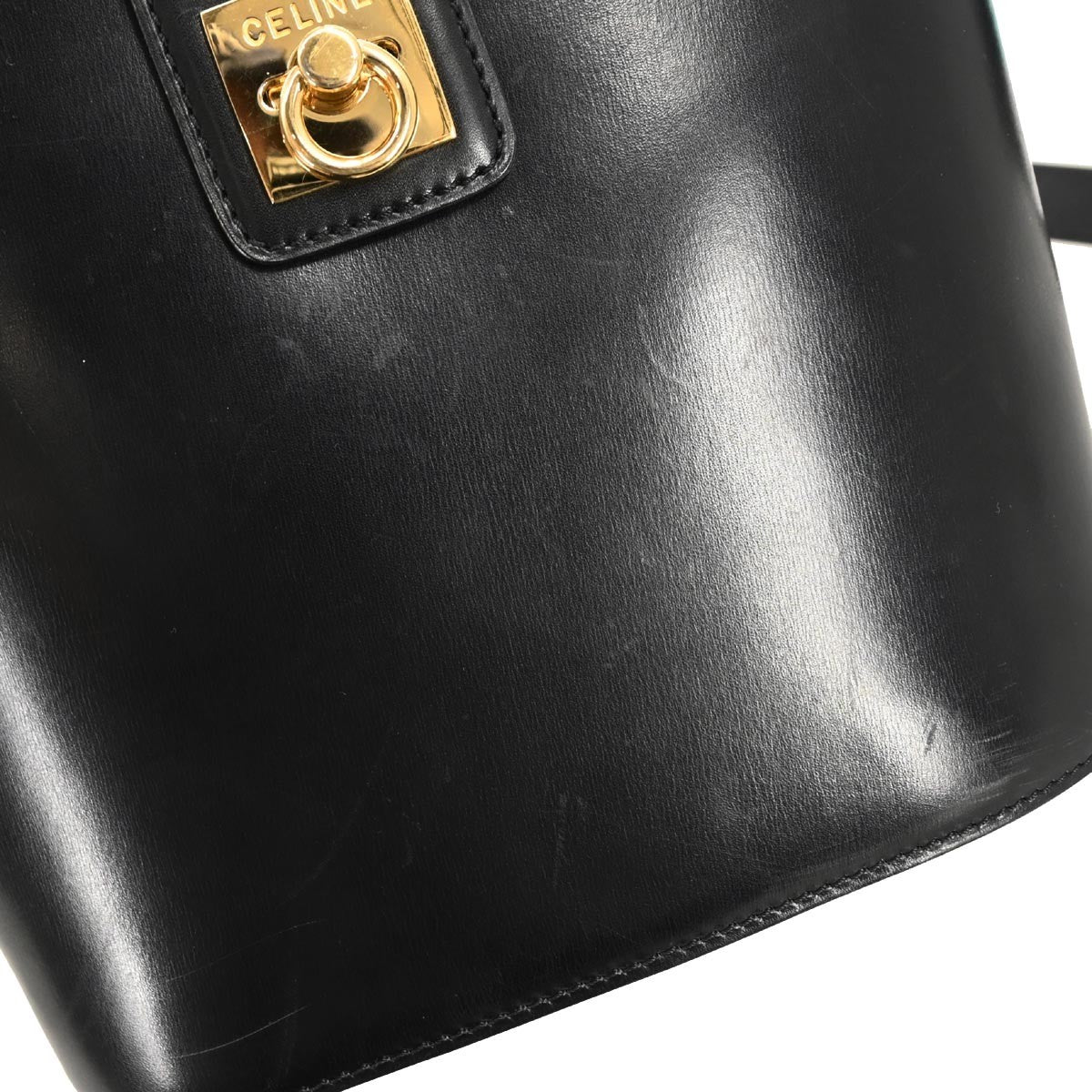 Celine Vintage Shoulder Bag Leather, BLACK, LEATHER, Shoulder bag
