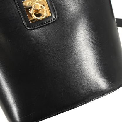 Celine Vintage Shoulder Bag Leather, BLACK, LEATHER, Shoulder bag