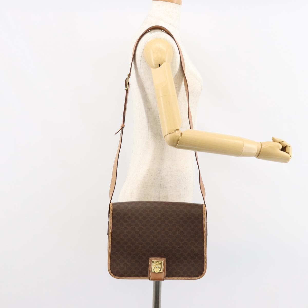Celine Vintage Macadam Shoulder Bag Canvas and Leather, BROWN, CANVAS, Shoulder bag