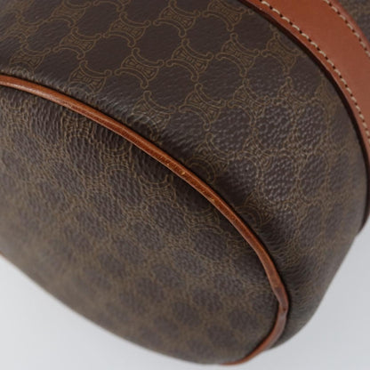 Celine Vintage Macadam Handbag Canvas and Leather, BROWN, PVC, Shoulder bag