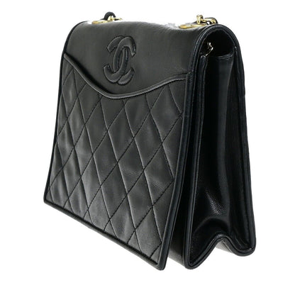 Chanel Vintage CC Chain Full Flap Bag Quilted Leather, BLACK, LEATHER, Shoulder bag