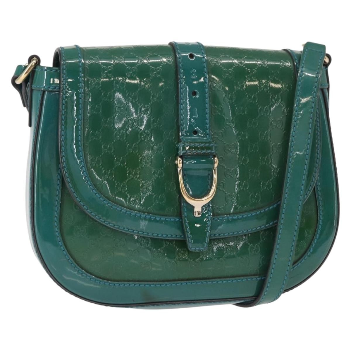 Gucci Vintage Flap Shoulder Bag Patent Leather, TURQUOISE, PATENT_LEATHER, Shoulder bag