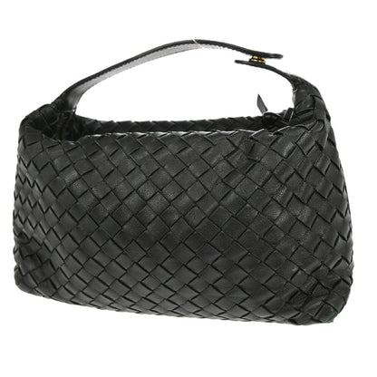 Bottega Veneta Handle Pouch Intrecciato Nappa, BLACK, LEATHER, Clutche & pouche