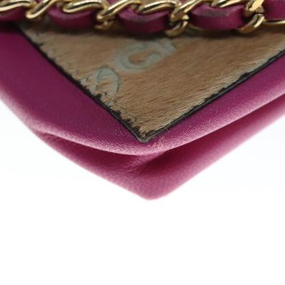 Chanel Chain Cigarette Case Leather, PINK, LEATHER, Clutche & pouche