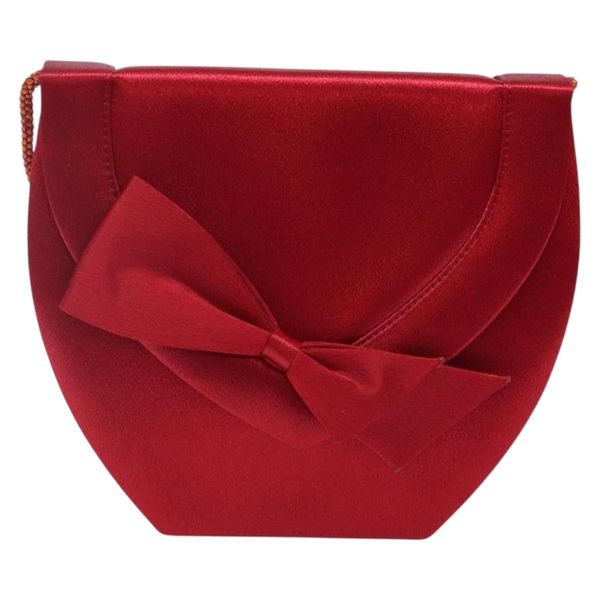 Saint Laurent Vintage Flap Crossbody Bag Silk, RED, SATIN, Clutche & pouche