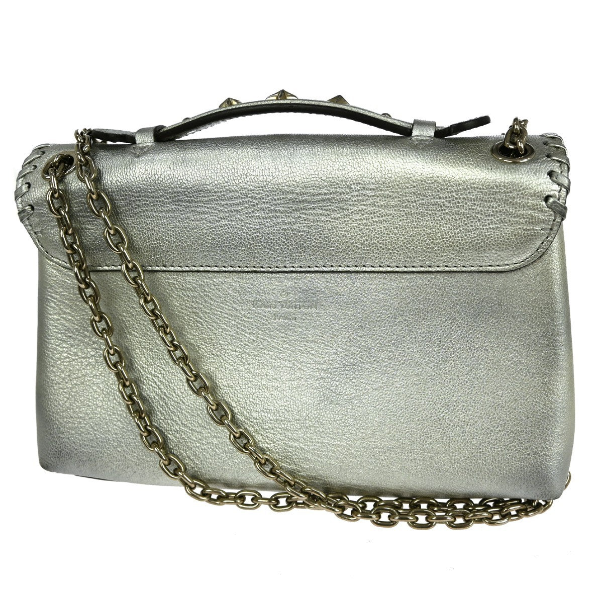 Louis Vuitton Very Chain Bag Whipstitch Leather, Silver, Leather, Handbag