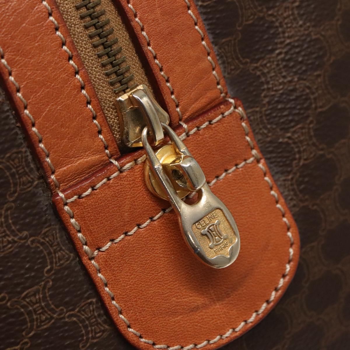 Celine Vintage Duffle Bag Macadam Coated Canvas, BROWN, CANVAS, Travel bag