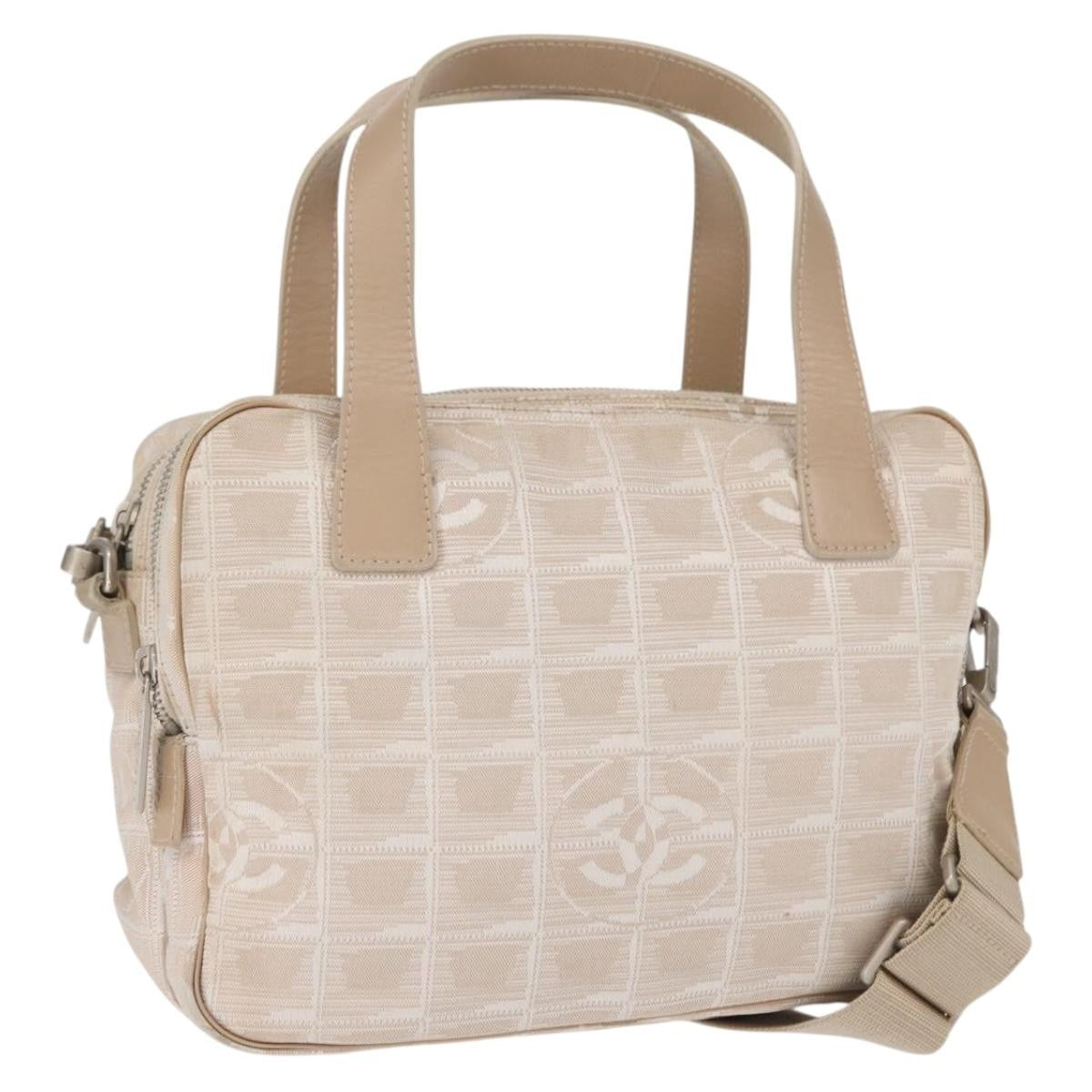 Chanel Travel Line Convertible Satchel Nylon, BEIGE, CANVAS, Handbag