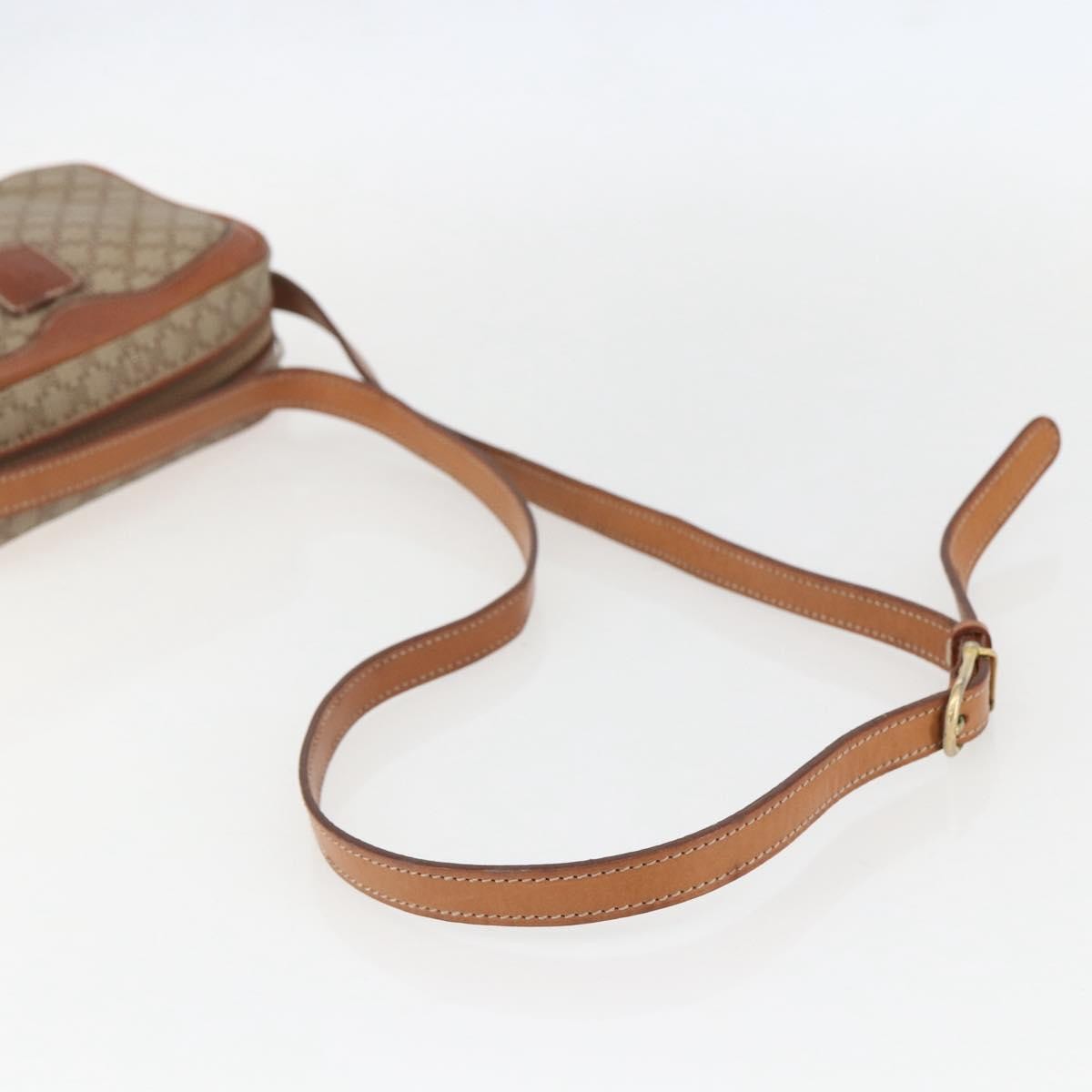 Celine Vintage Macadam Shoulder Bag Canvas and Leather, BEIGE, CANVAS, Shoulder bag