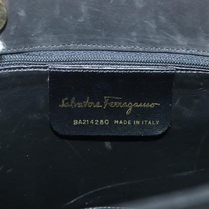 Salvatore Ferragamo Vala Shoulder Bag Suede, BLACK, SUEDE, Shoulder bag