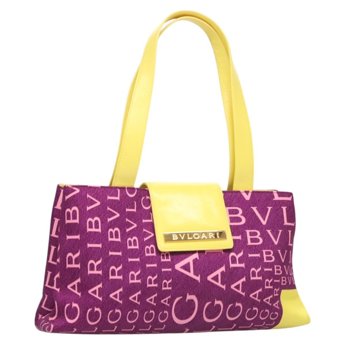 Bvlgari B.Zero1 Logomania Bag Canvas with Leather, PURPLE, NYLON, Shoulder bag