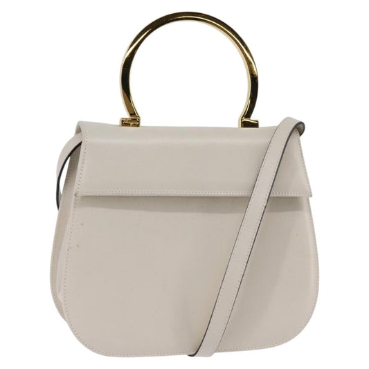 Salvatore Ferragamo Gancini handbag Leather, WHITE, LEATHER, Handbag