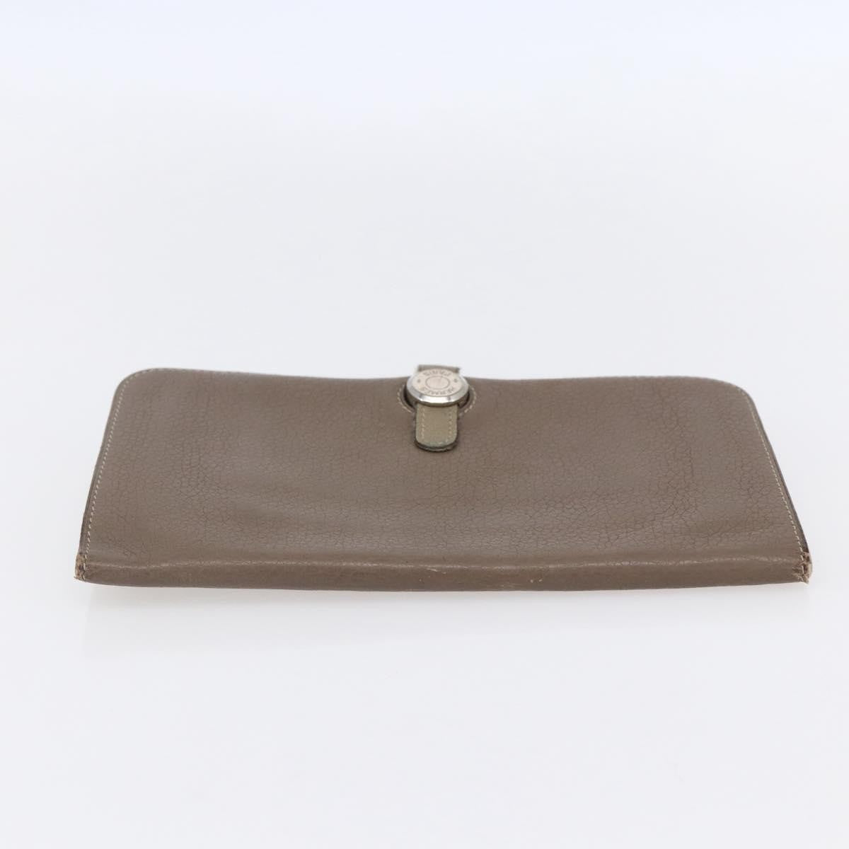 Hermes Dogon Duo Combined Wallet Leather, Gray, Leather, Wallet