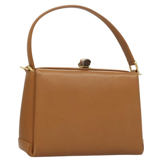 Gucci Vintage Convertible Bamboo Box Crossbody Bag Leather, BROWN, LEATHER, Handbag