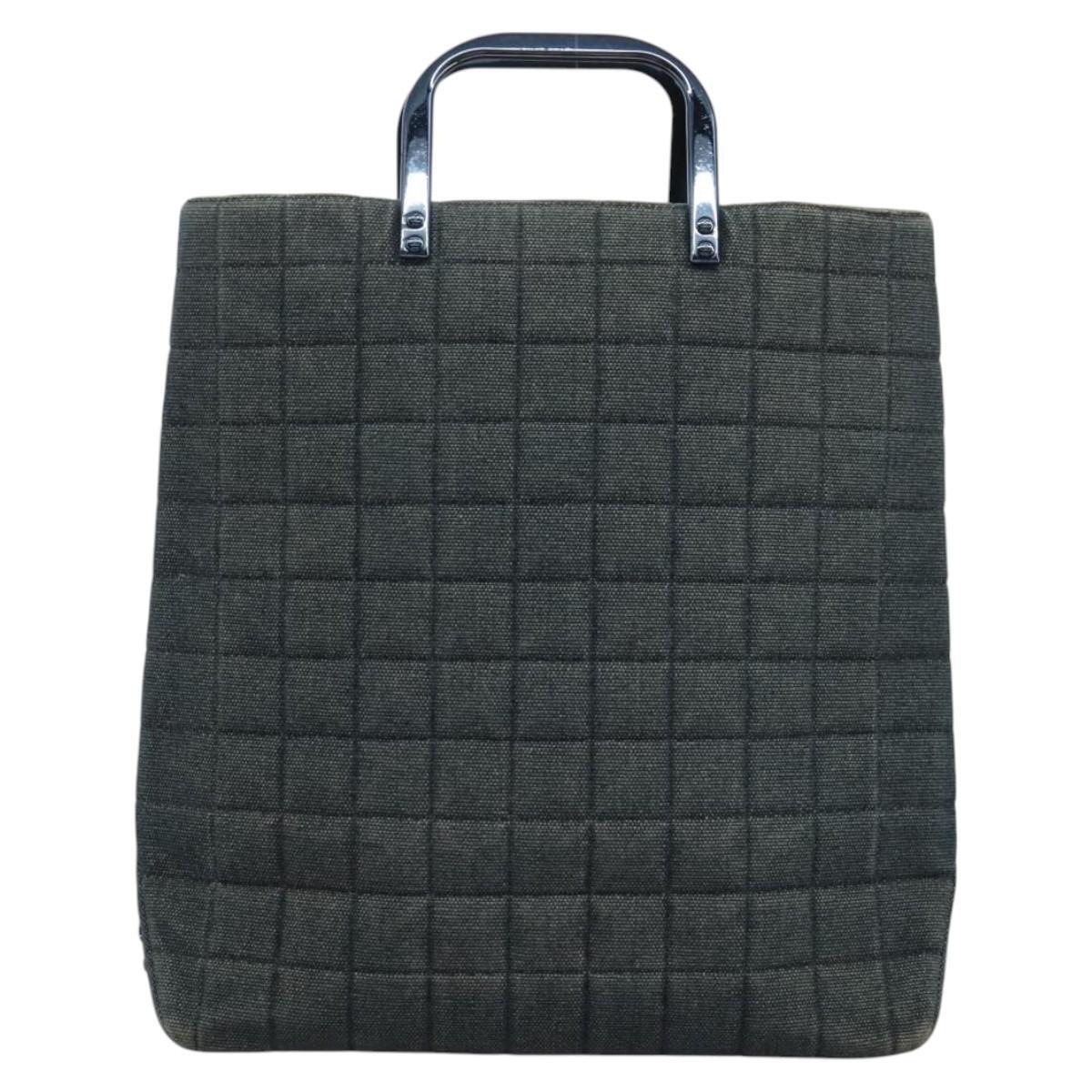 Chanel Chocolate Bar Tote Quilted Canvas, BLUE, CANVAS, Tote bag