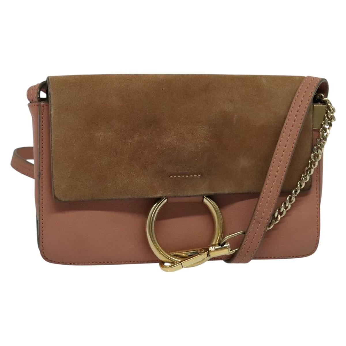 Chloe Faye Crossbody Leather and Suede, PINK, LEATHER, Shoulder bag