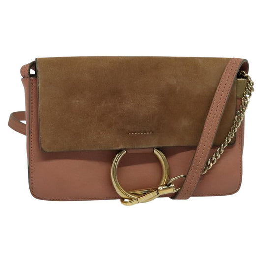 Chloe Faye Crossbody Leather and Suede, PINK, LEATHER, Shoulder bag