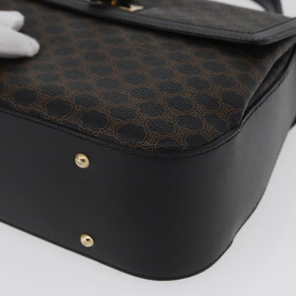 Celine Vintage Convertible Top Handle Bag Macadam Coated Canvas, Black, Canvas, Handbag